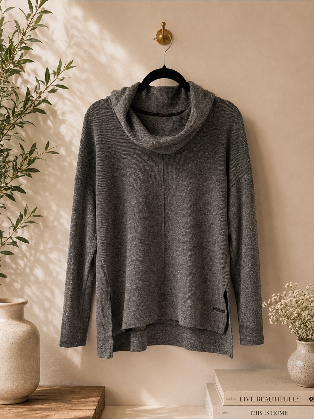 Calvin Klein Performance Gray Cowl Neck Pullover L